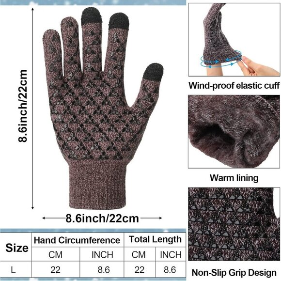 Winter Hat and Gloves Set Knit Beanie Touchscreen Gloves Bulk for Men Women main image 4